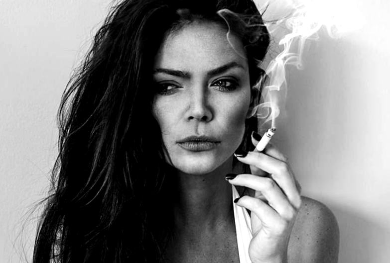 Smoking woman. Smoking bad for skin