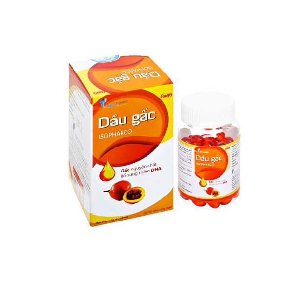 Gac Oil Capsules Dau Gac Isopharco- Momordica Gac Fruit, Vitamin A, E